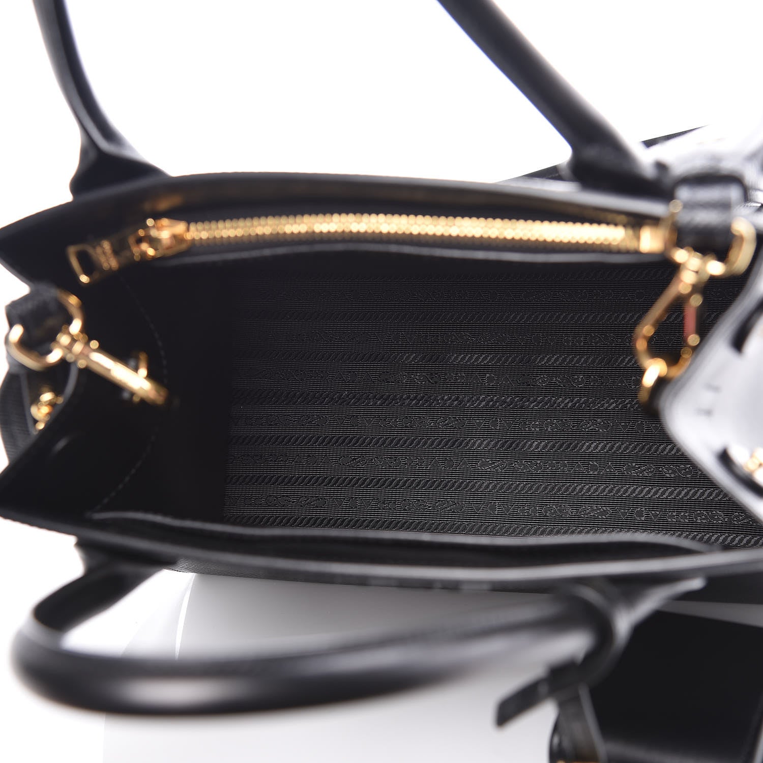 Prada Saffiano Cuir Calfskin Small Monochrome Top Handle Tote Black 5 of 9