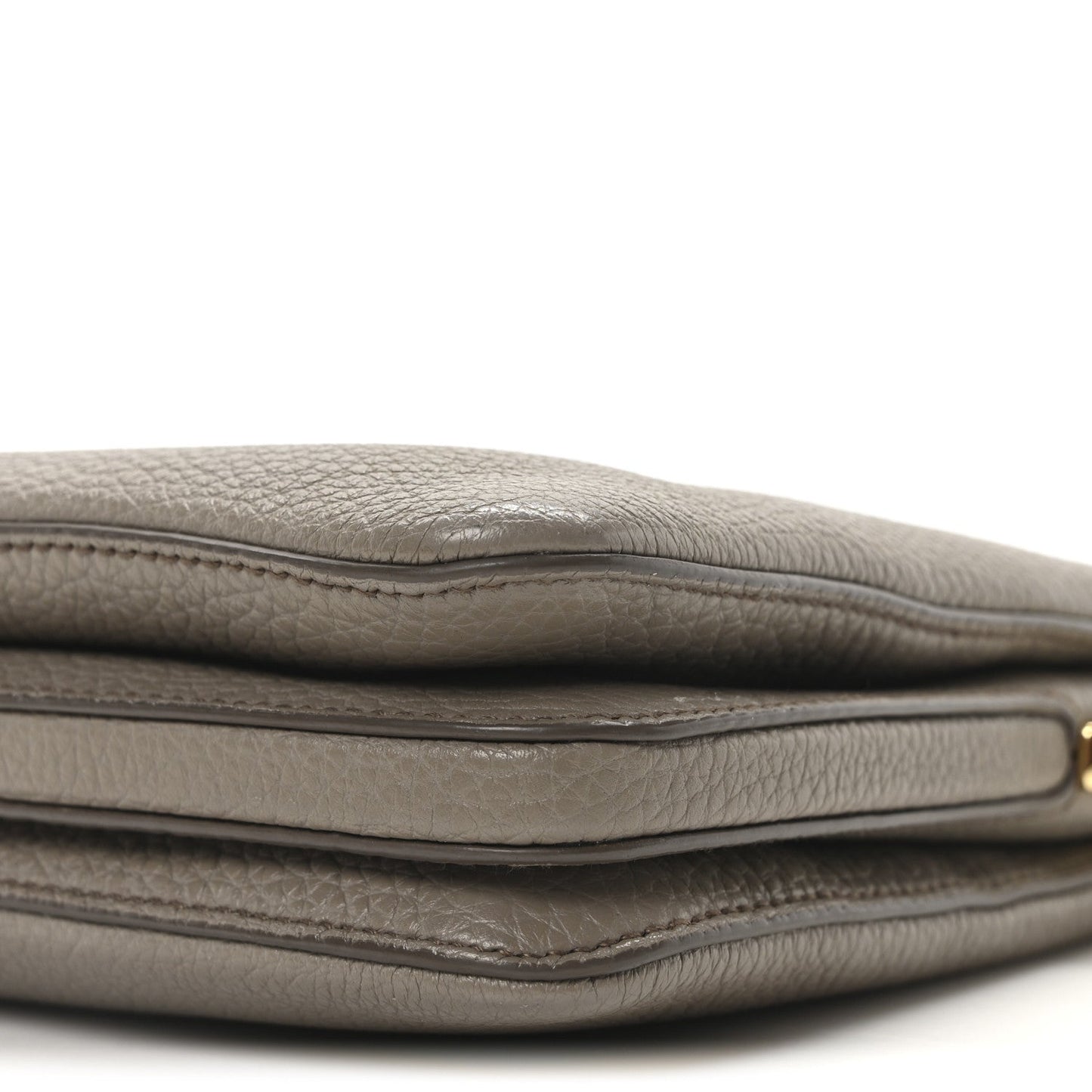 Vitello Daino Soft Mini Zippered Shoulder Bag Clay Grey