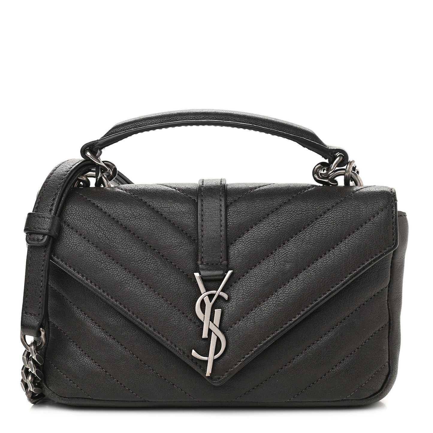 Sheepskin Matelasse Chevron Monogram College Chain Wallet Coal