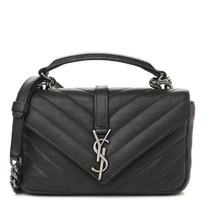 Saint Laurent Sheepskin Matelasse Chevron Monogram College Chain Wallet Coal 1 of 13