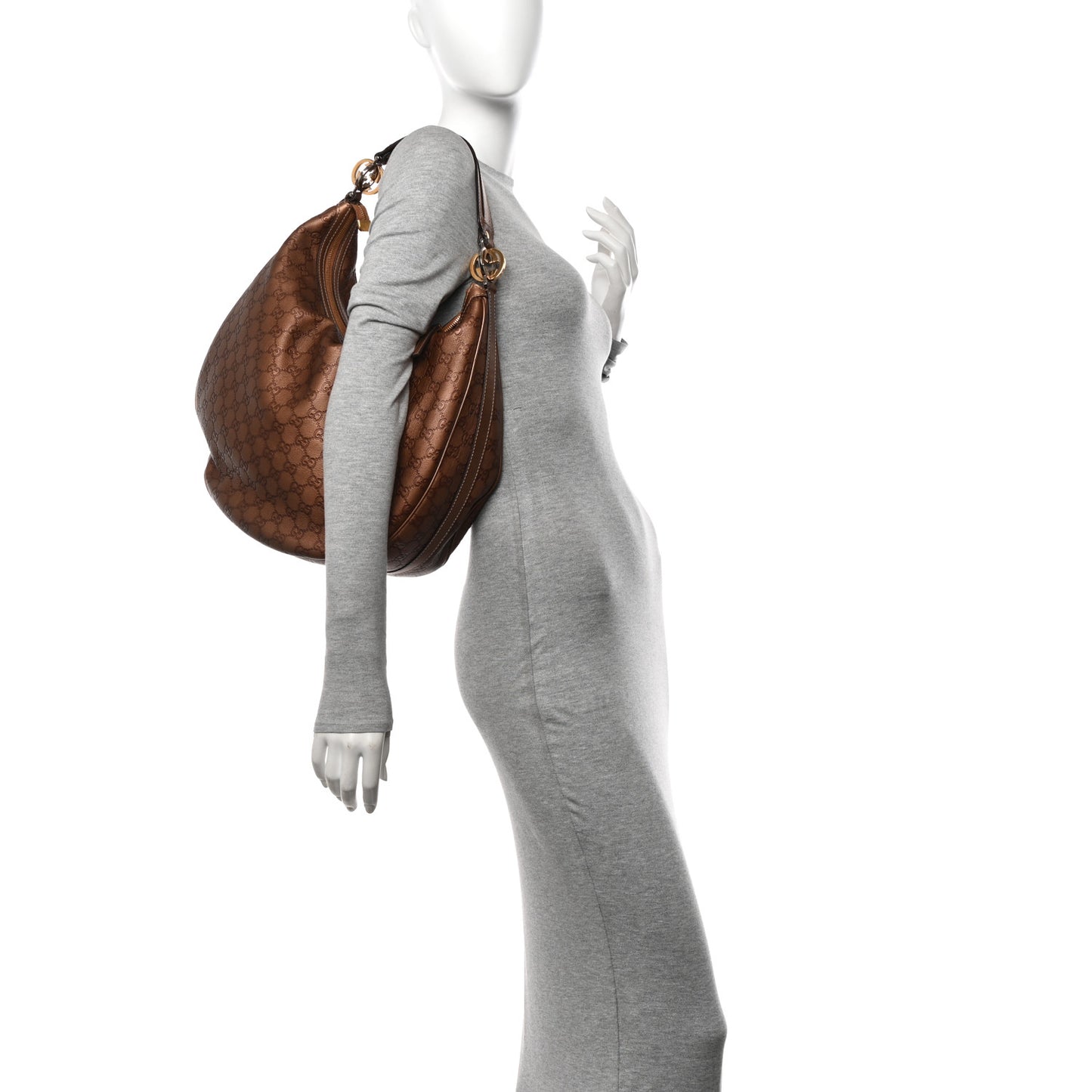 Metallic Guccissima Large GG Twins Hobo Bronze