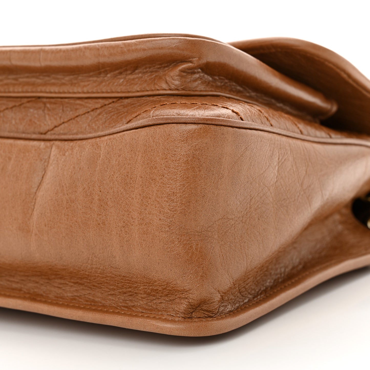 Crinkled Calfskin Matelasse Monogram Baby Niki Chain Satchel Light Caramel