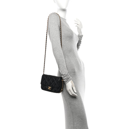 Chanel Lambskin Quilted Chain Around Mini Flap Bag Black 2 of 10
