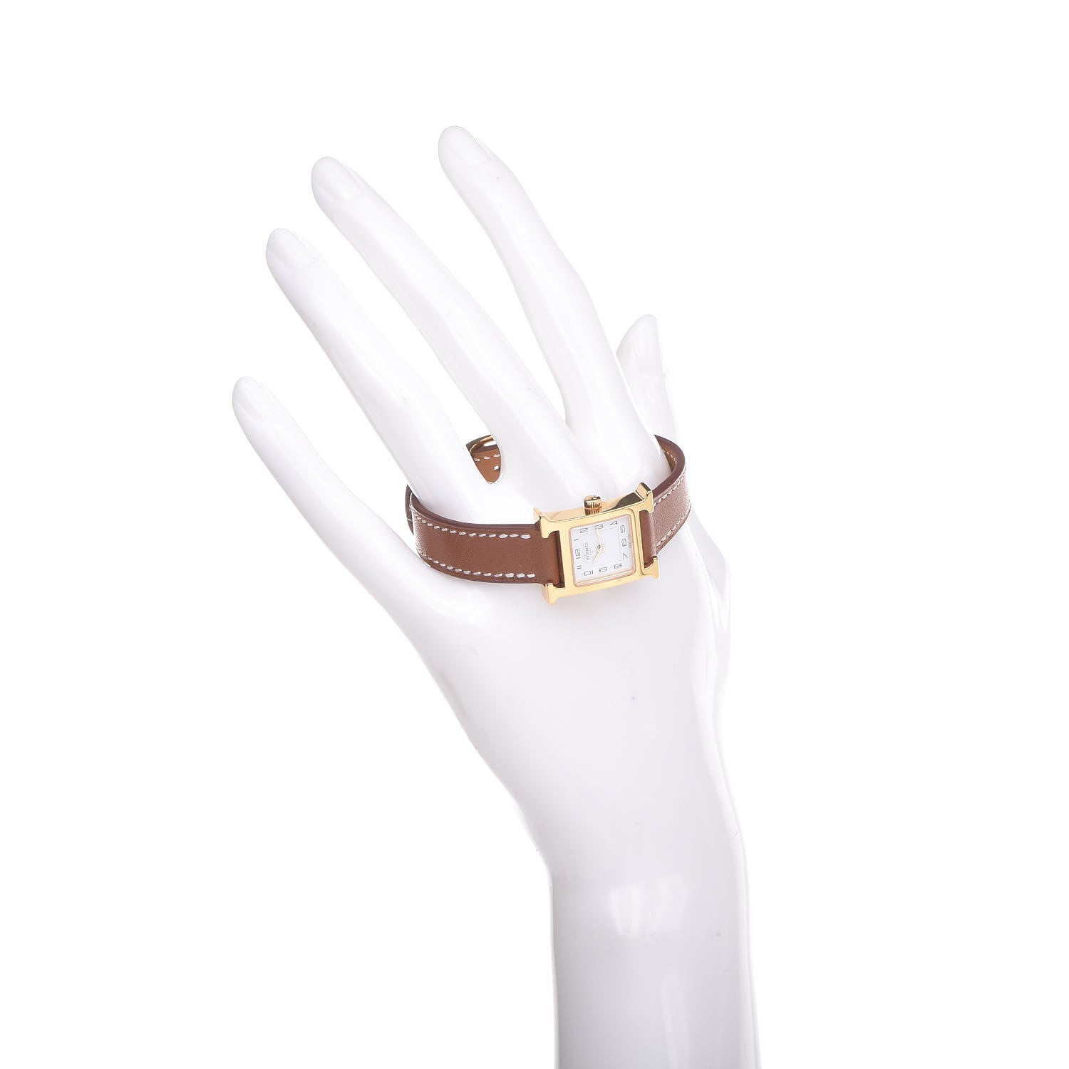 Hermes Stainless Steel Barenia 17.2mm Heure H Hour Quartz Watch Fauve 2 of 9