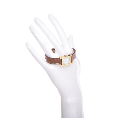 Hermes Stainless Steel Barenia 17.2mm Heure H Hour Quartz Watch Fauve 2 of 9
