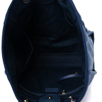 Chanel Mixed Fibers Calfskin Medium Deauville Tote Navy Blue 5 of 11