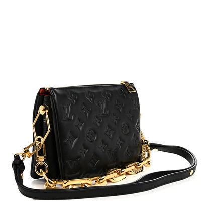 Louis Vuitton Lambskin Embossed Monogram Coussin BB Black 3 of 12