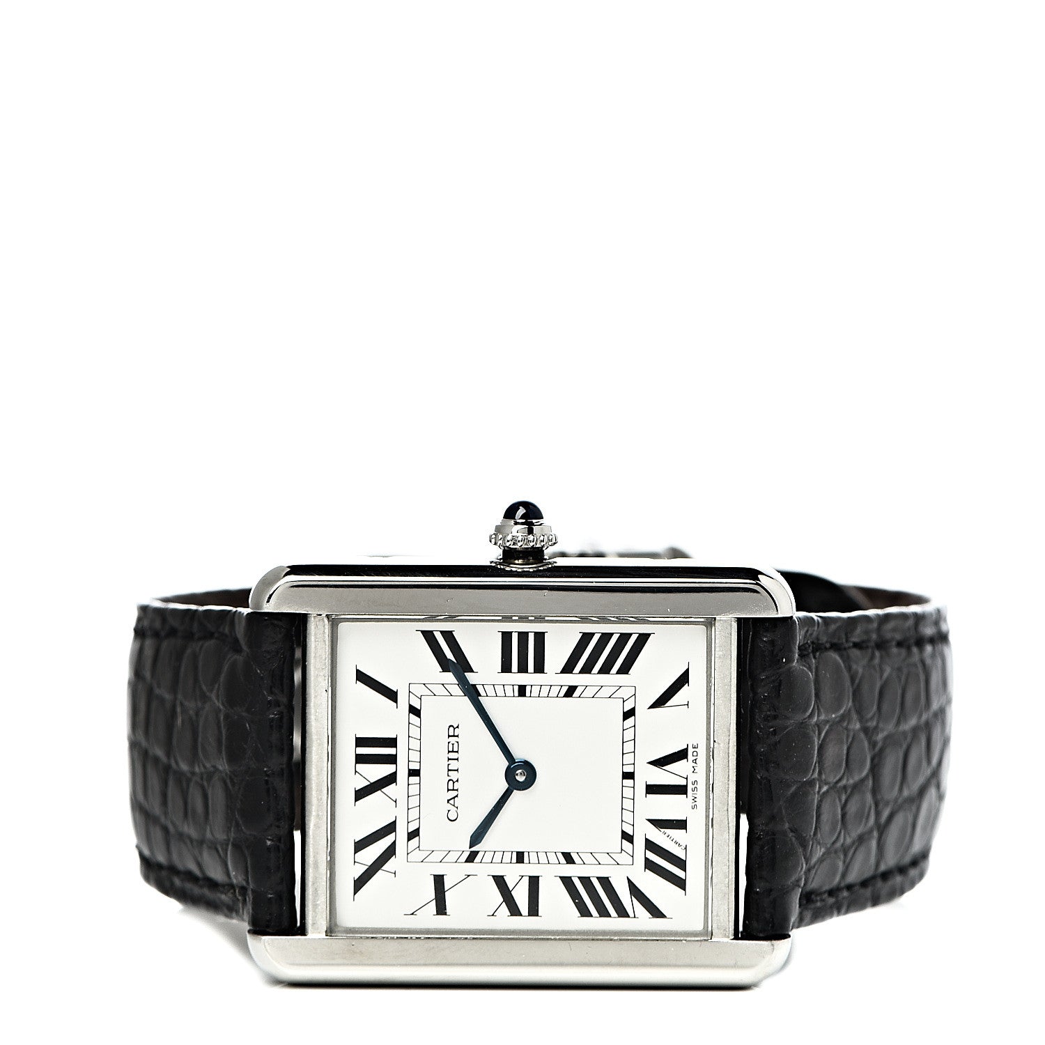 Cartier Stainless Steel Alligator 27mm Tank Solo Quartz Watch 3 of 11