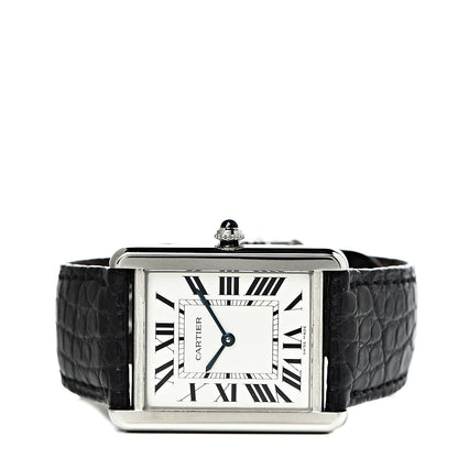 Cartier Stainless Steel Alligator 27mm Tank Solo Quartz Watch 3 of 11