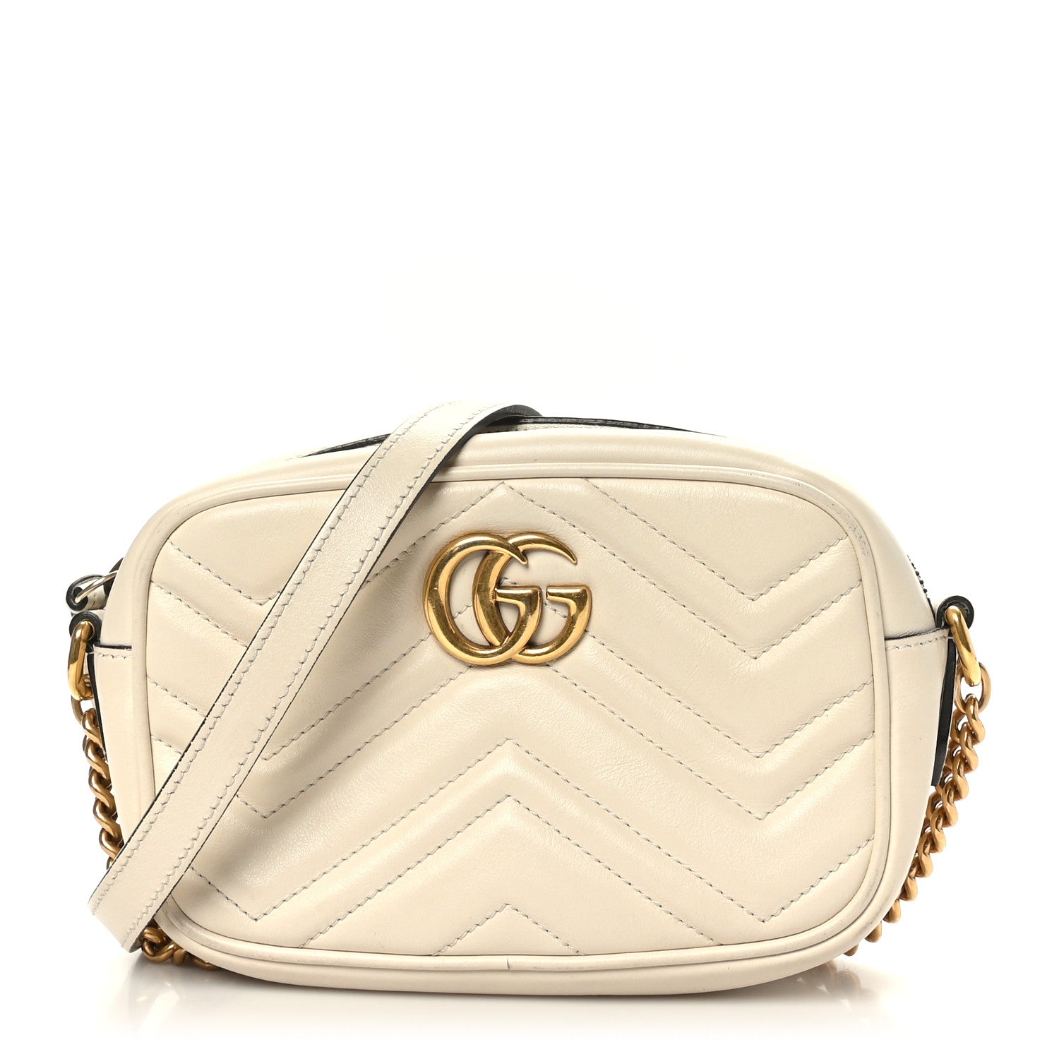 Gucci Calfskin Matelasse Mini GG Marmont Chain Shoulder Bag White 1 of 9