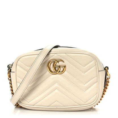 Gucci Calfskin Matelasse Mini GG Marmont Chain Shoulder Bag White 1 of 9