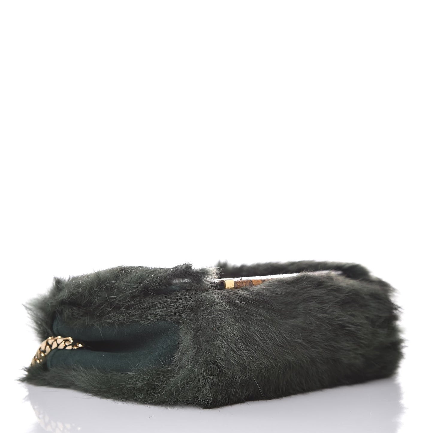 Rabbit Fur Python Crossbody Bag Green