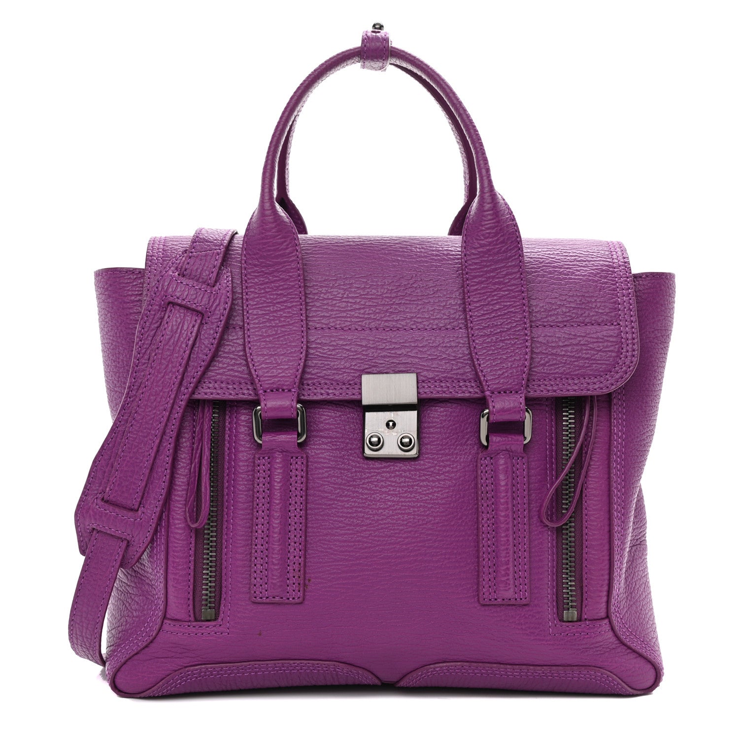 3.1 Phillip Lim Textured Calfskin Medium Pashli Satchel Orchid 1 of 9