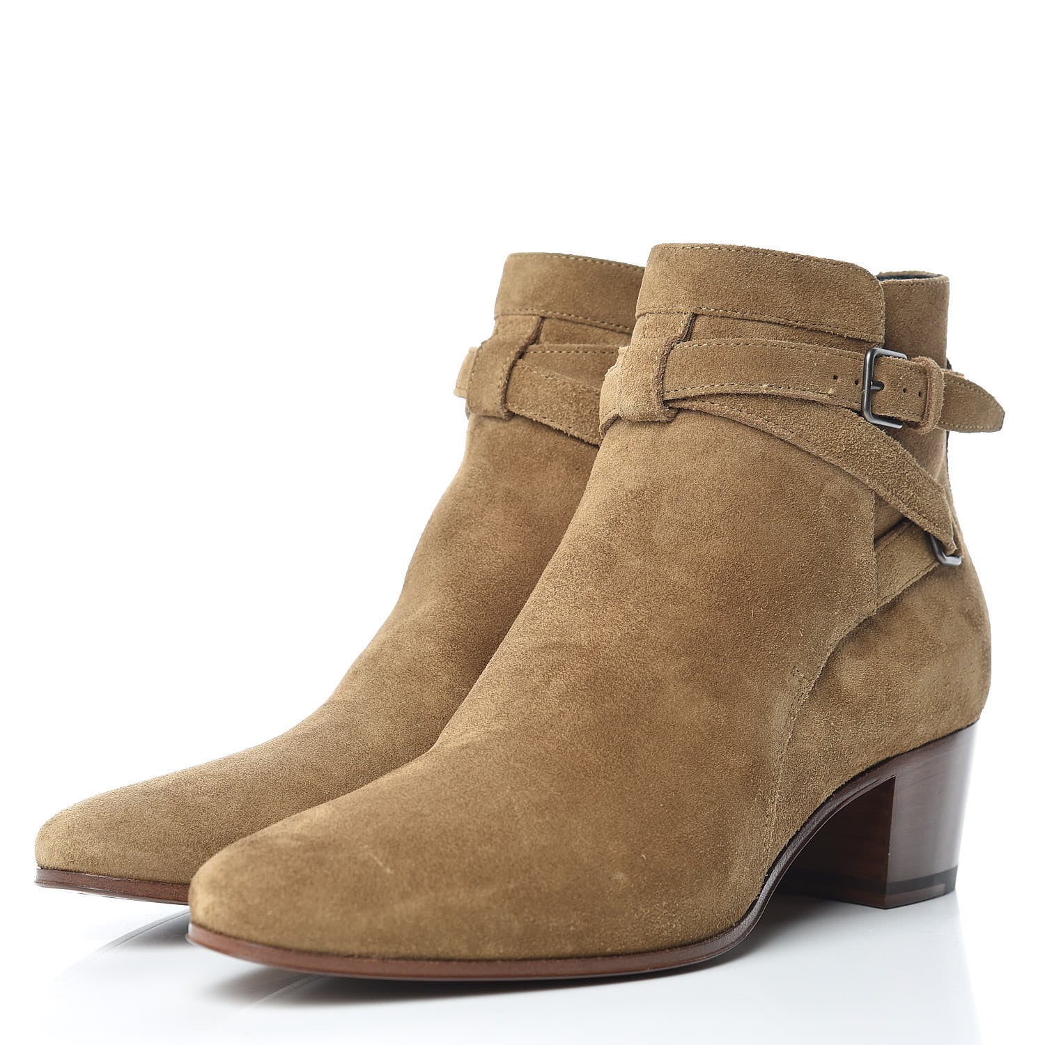 Saint Laurent Suede Womens Blake Ankle Boots 37.5 New Sigaro 3 of 9