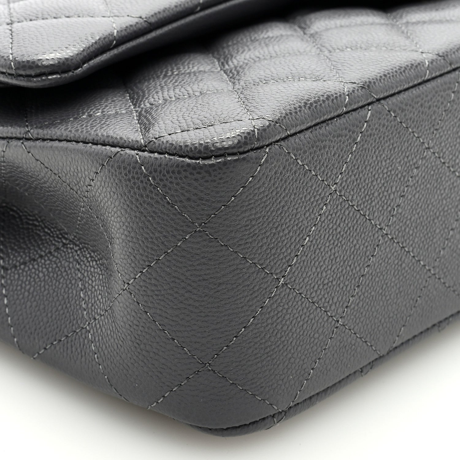 Chanel Caviar Quilted Medium Double Flap Dark Grey 8 of 9