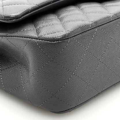 Chanel Caviar Quilted Medium Double Flap Dark Grey 8 of 9