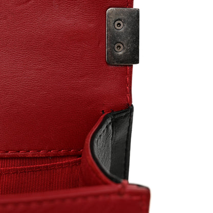 Chanel Calfskin Quilted Mini Boy Flap Black Red 15 of 18