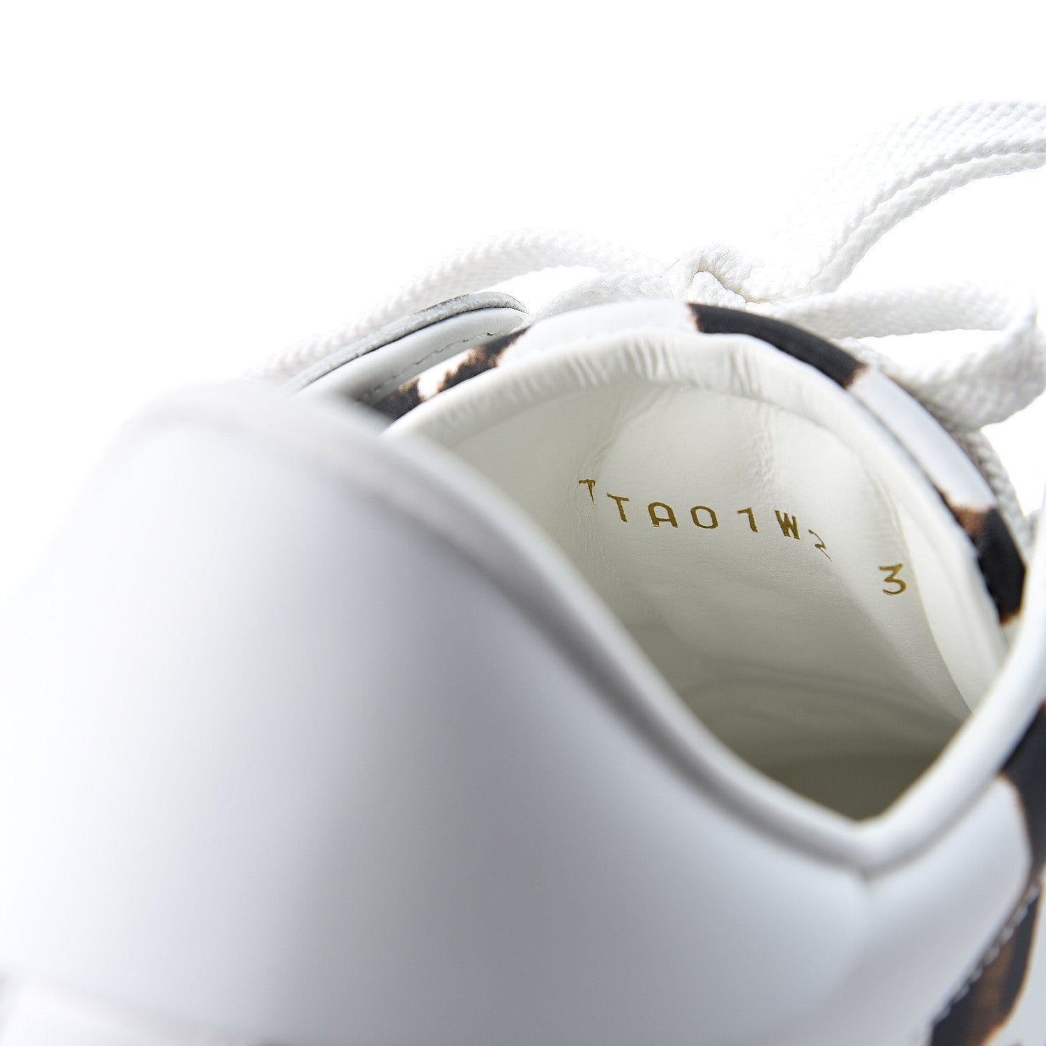 Valentino Garavani Calfskin Leopard Print Rockstud Untitled Open Sneakers 38 White 9 of 10
