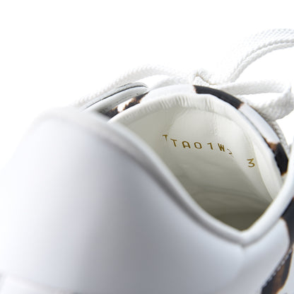 Valentino Garavani Calfskin Leopard Print Rockstud Untitled Open Sneakers 38 White 9 of 10