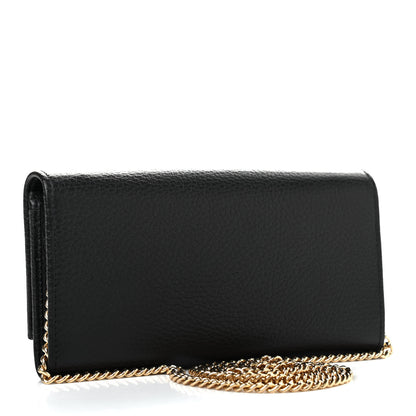 Gucci Calfskin Petite GG Marmont Wallet Chain Bag Black 2 of 7