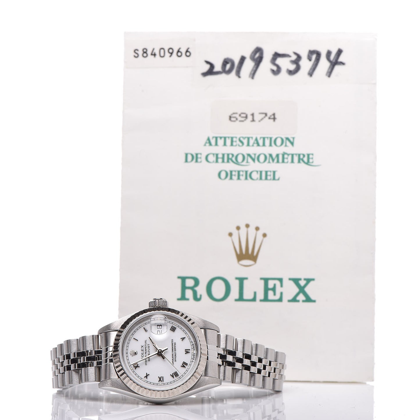 Stainless Steel 18K White Gold 26mm Oyster Perpetual Datejust Watch White Roman 69174