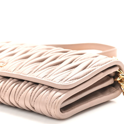 Miu Miu Nappa Matelasse Wallet On Chain Pomice 10 of 10