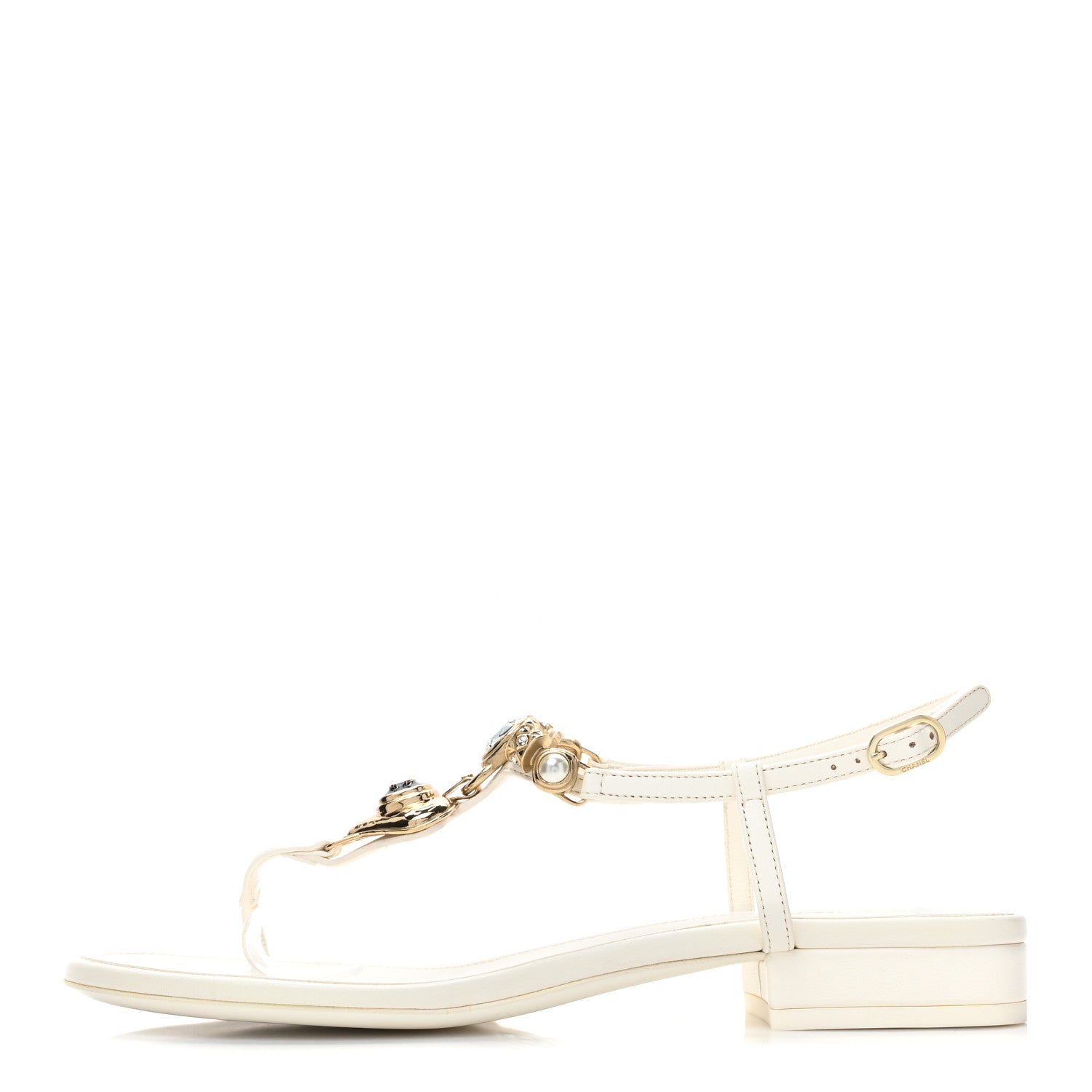 Chanel Lambskin Metal Heart Thong Sandals 39 White 1 of 9