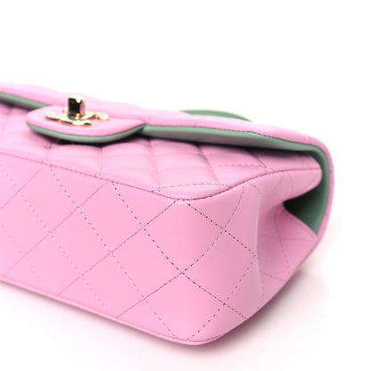 Chanel Lambskin Quilted Mini Top Handle Rectangular Flap Pink Green 10 of 11