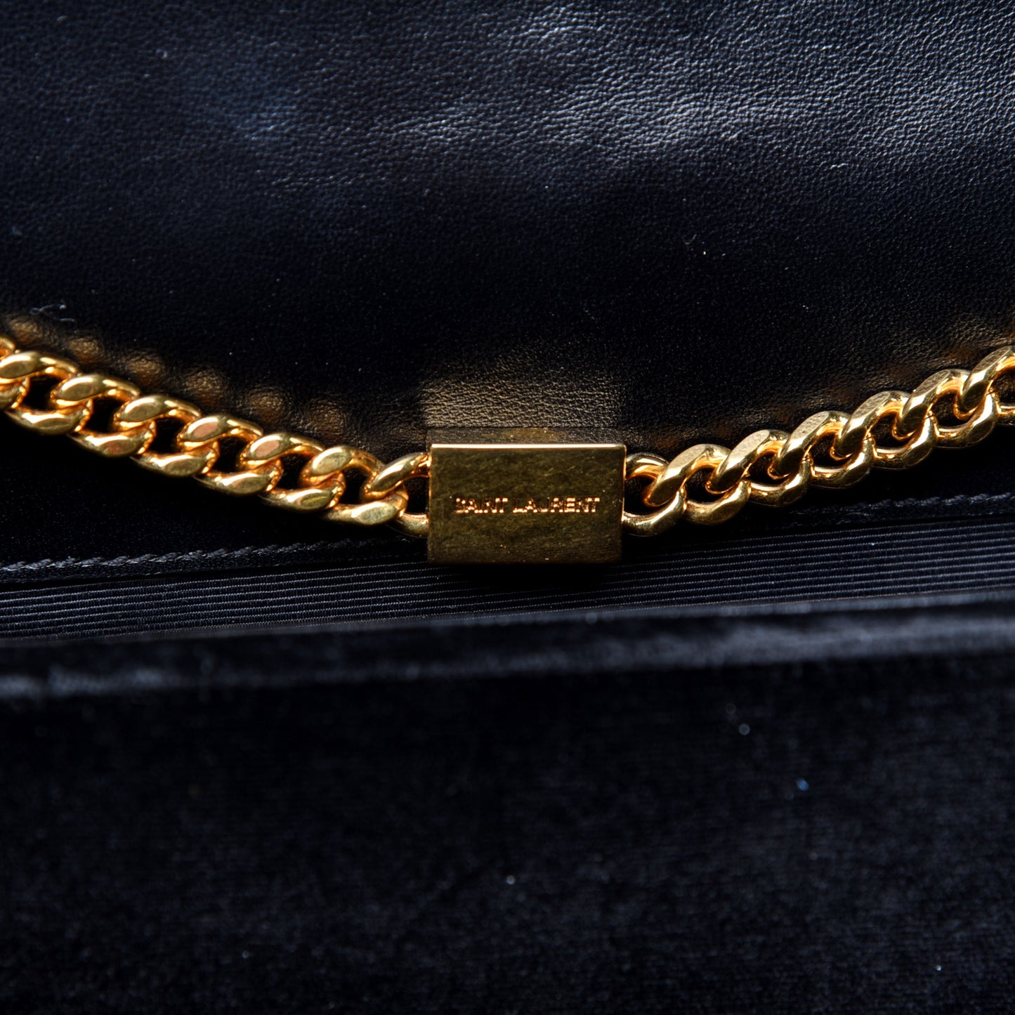 Velvet Medium Monogram Kate Tassel Shoulder Bag Black