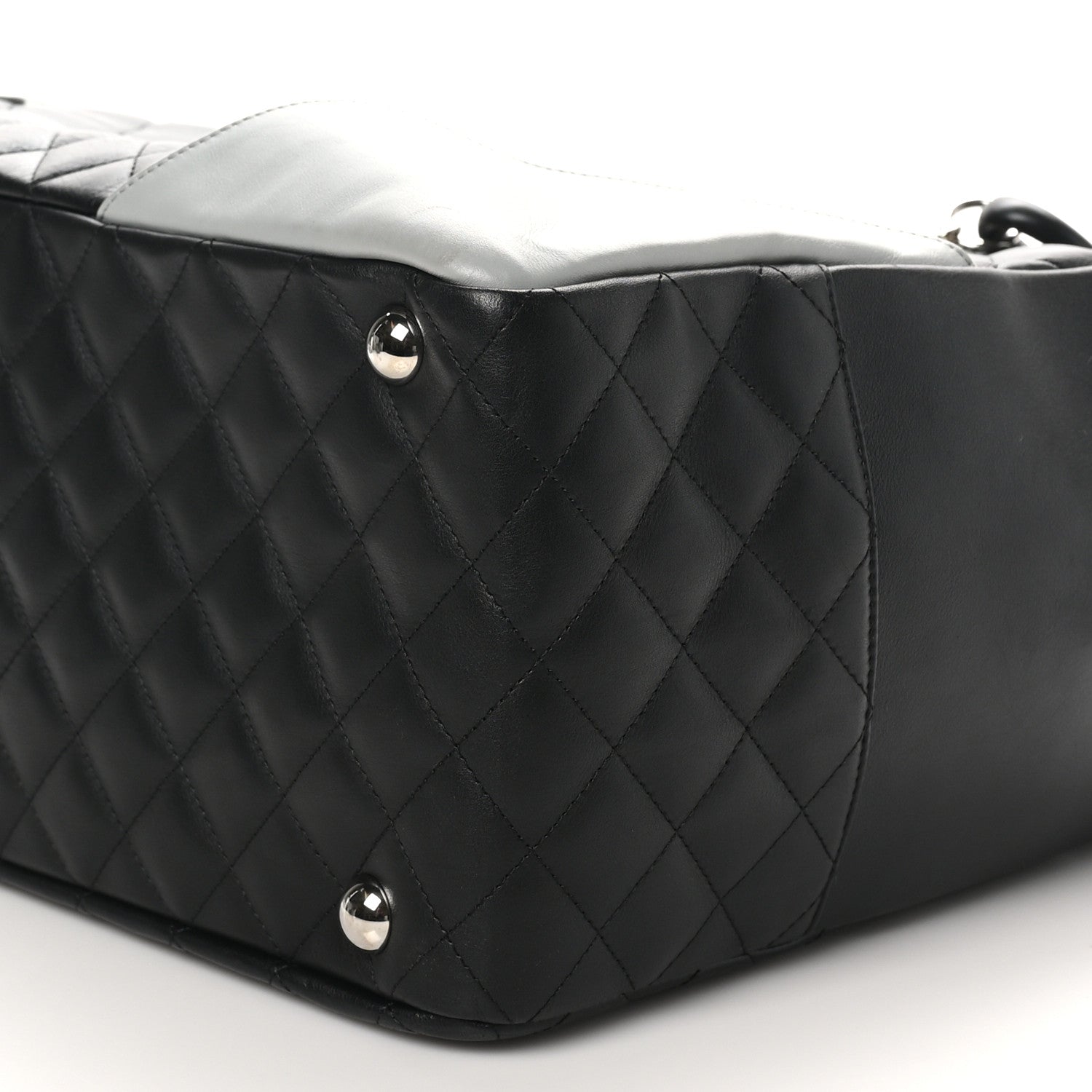 Chanel Calfskin Quilted Jumbo Cambon Bowler Black Grey 10 of 13