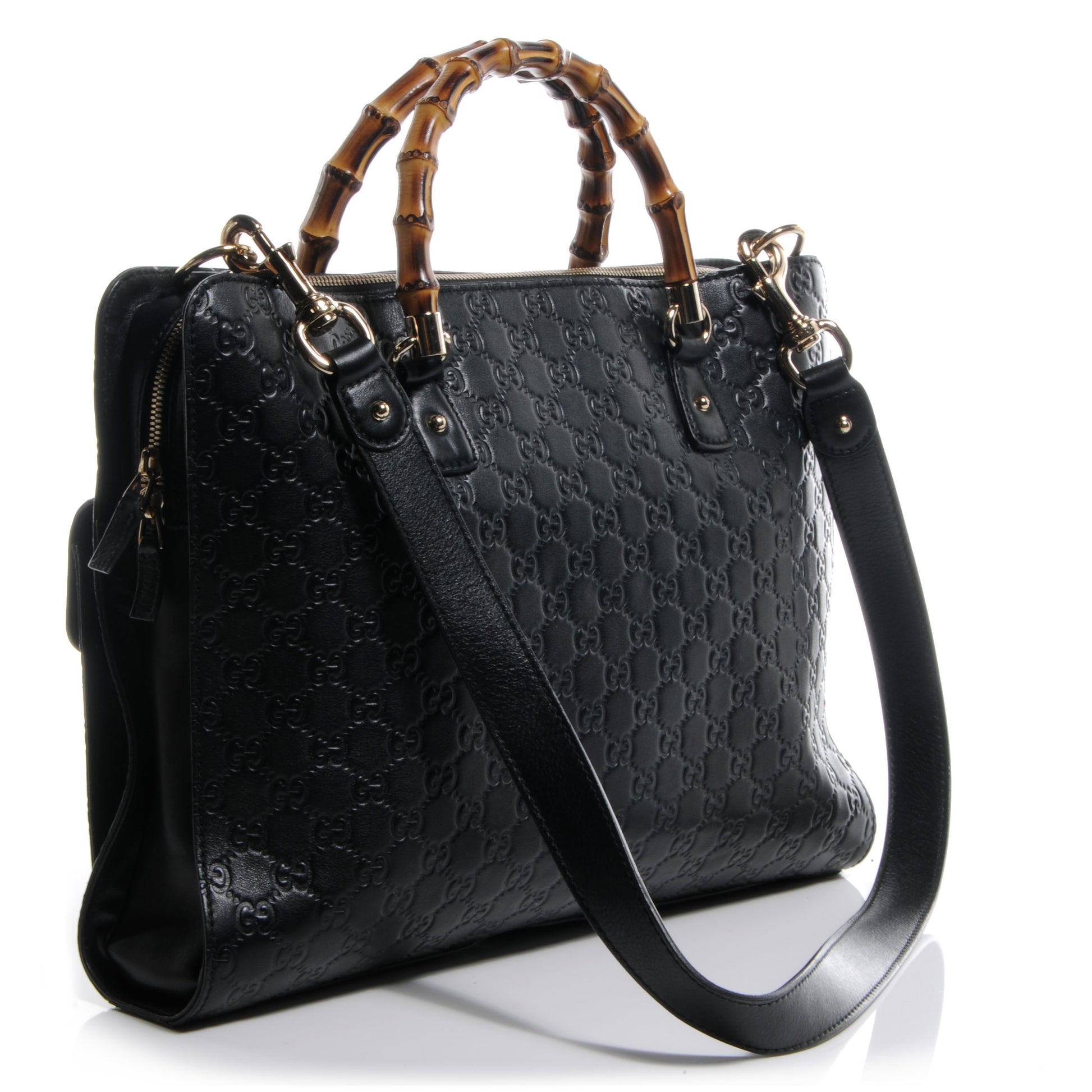 Gucci Guccissima Bamboo Messenger Bag Black 3 of 7