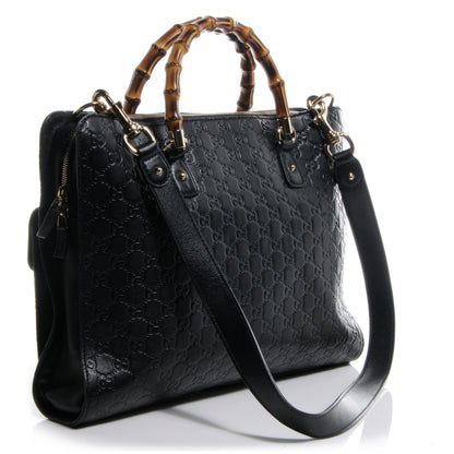 Gucci Guccissima Bamboo Messenger Bag Black 3 of 7