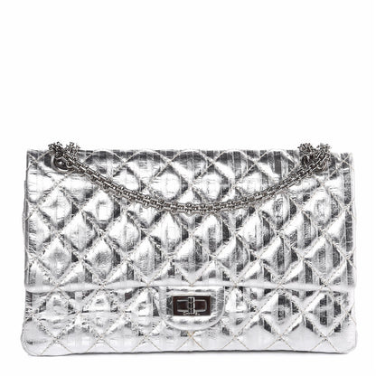 Chanel Metallic Striped Calfskin 2.55 Reissue 226 Flap Silver 1 of 7
