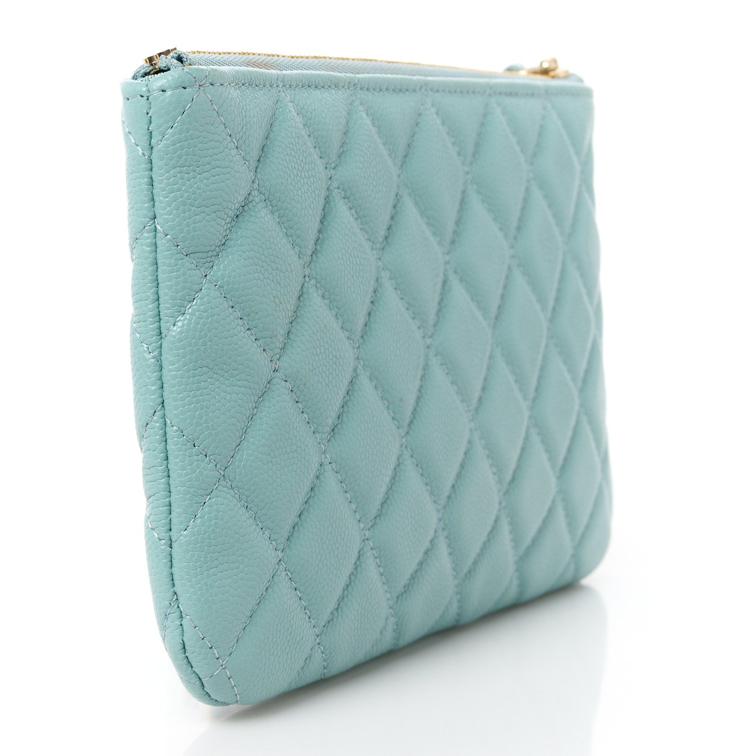Chanel Caviar Quilted Cosmetic Case Light Blue 3 of 10