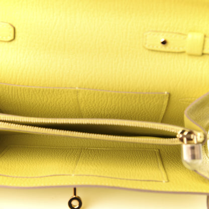 Hermes Chevre Mysore Kelly Wallet To Go Lime 5 of 10