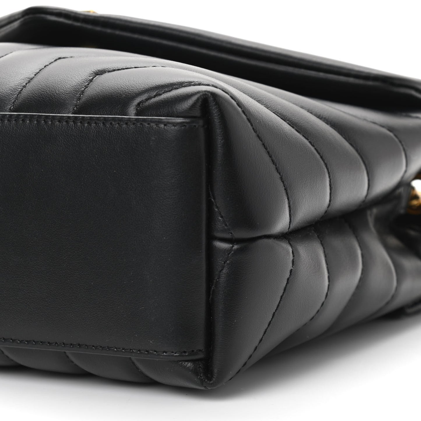 Calfskin Y Quilted Monogram Small Loulou Chain Satchel Black