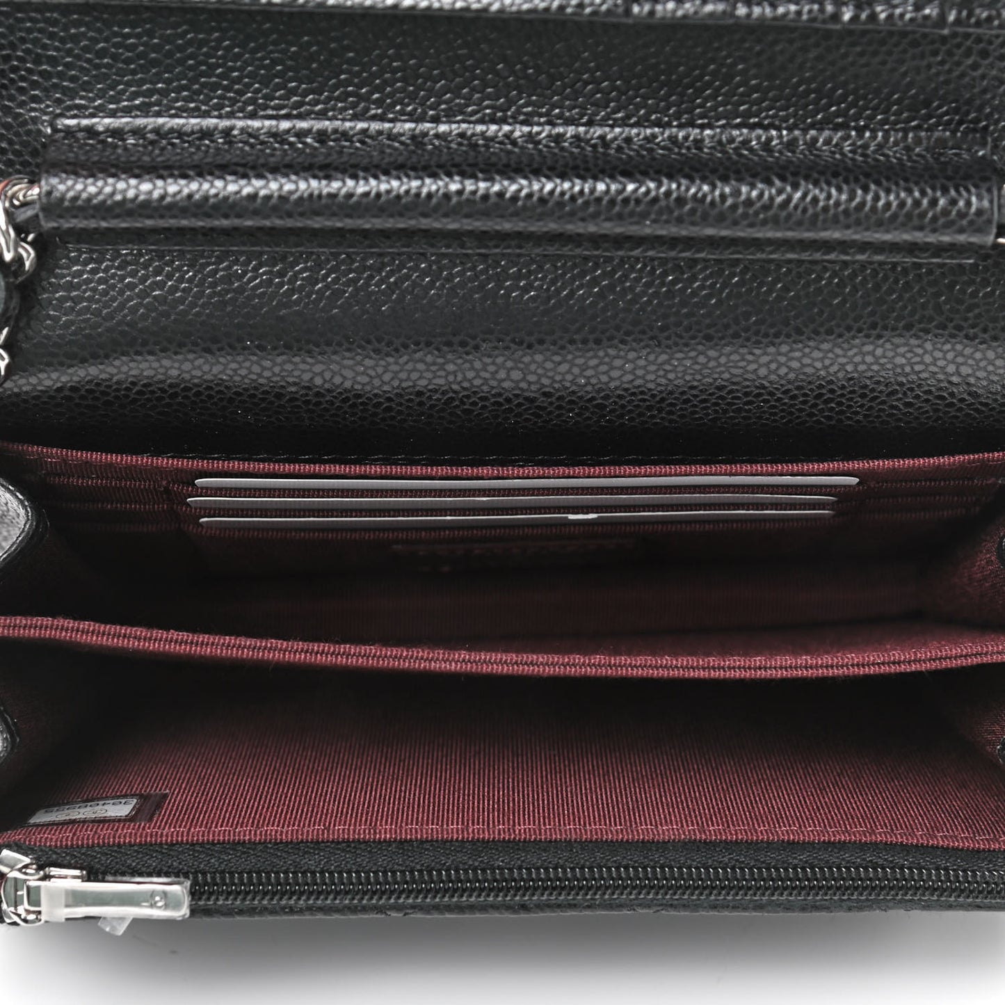 Caviar Quilted Mini Wallet On Chain WOC Black