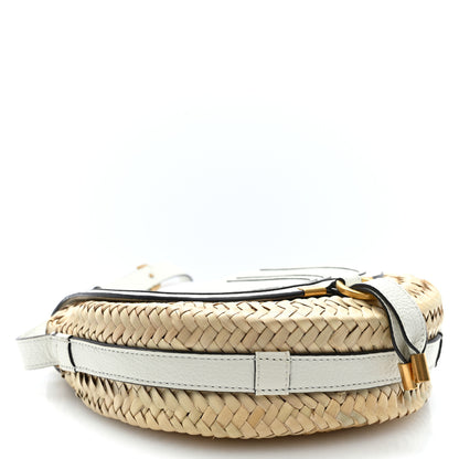 Chloe Raffia Calfskin Marcie Basket Small Marcie Round Crossbody Bag White 4 of 12