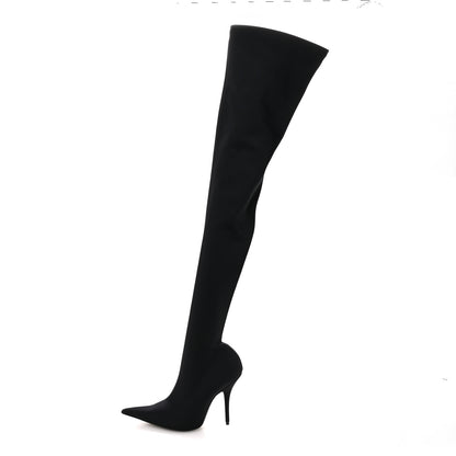 Balenciaga Spandex Pointed Toe Knife 110MM Thigh High Boots 38 Black 1 of 8