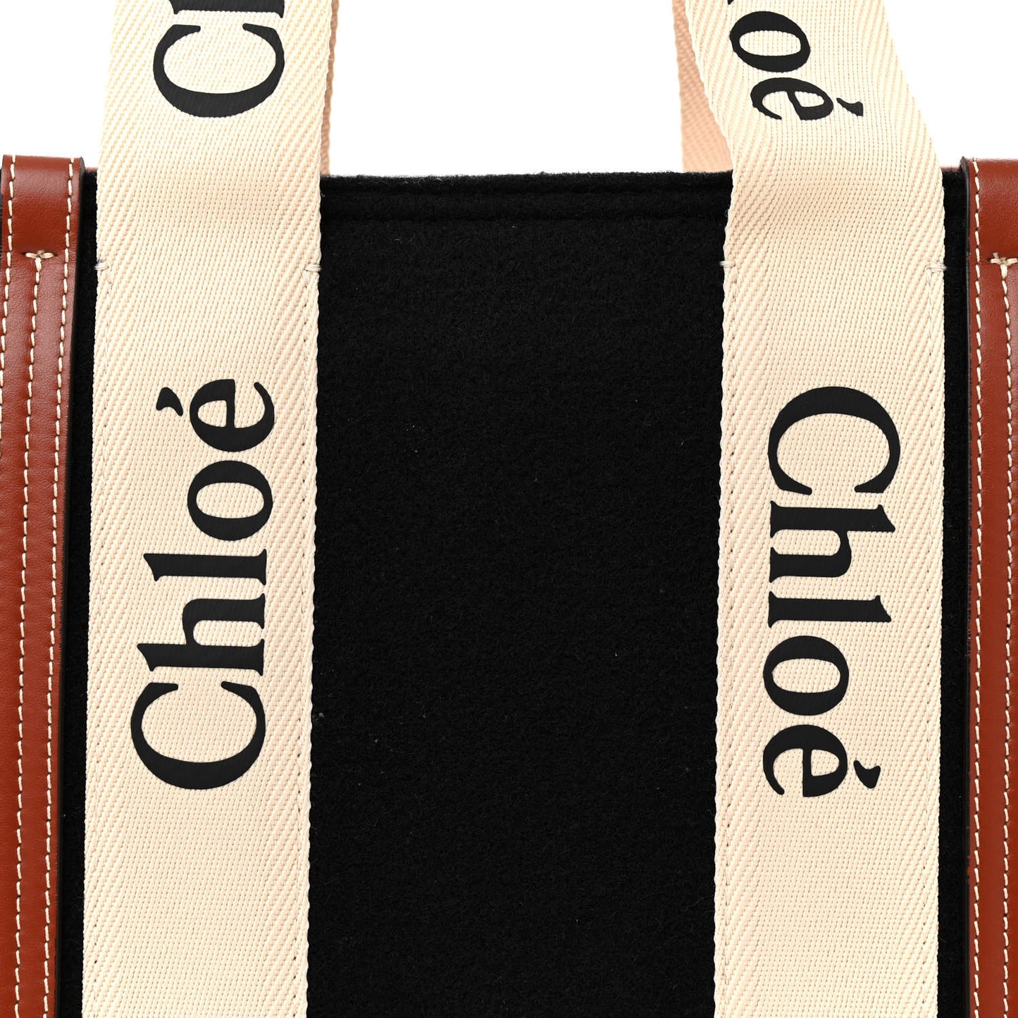 Felt Calfskin Large Woody Ribbon Tote Black