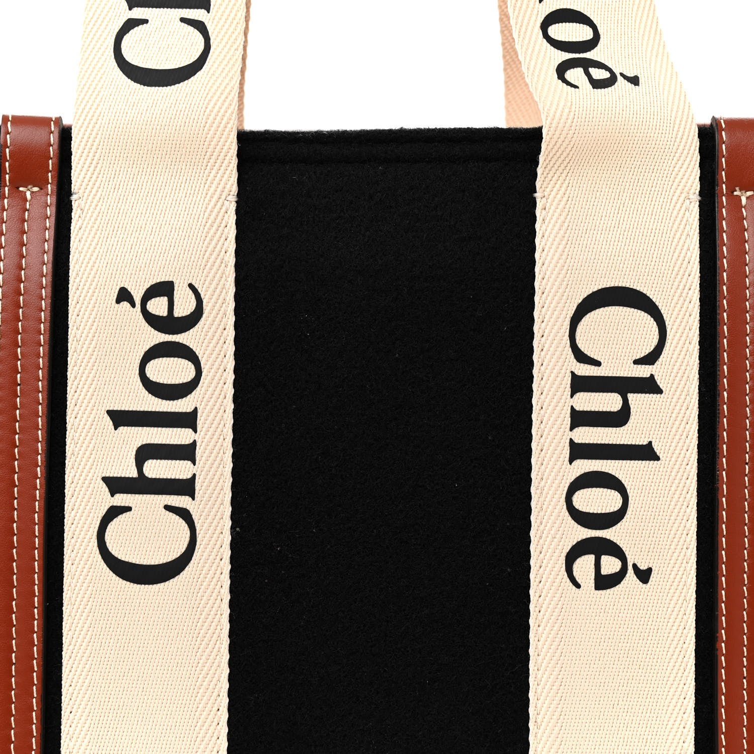 Chloe Felt Calfskin Large Woody Ribbon Tote Black 8 of 12