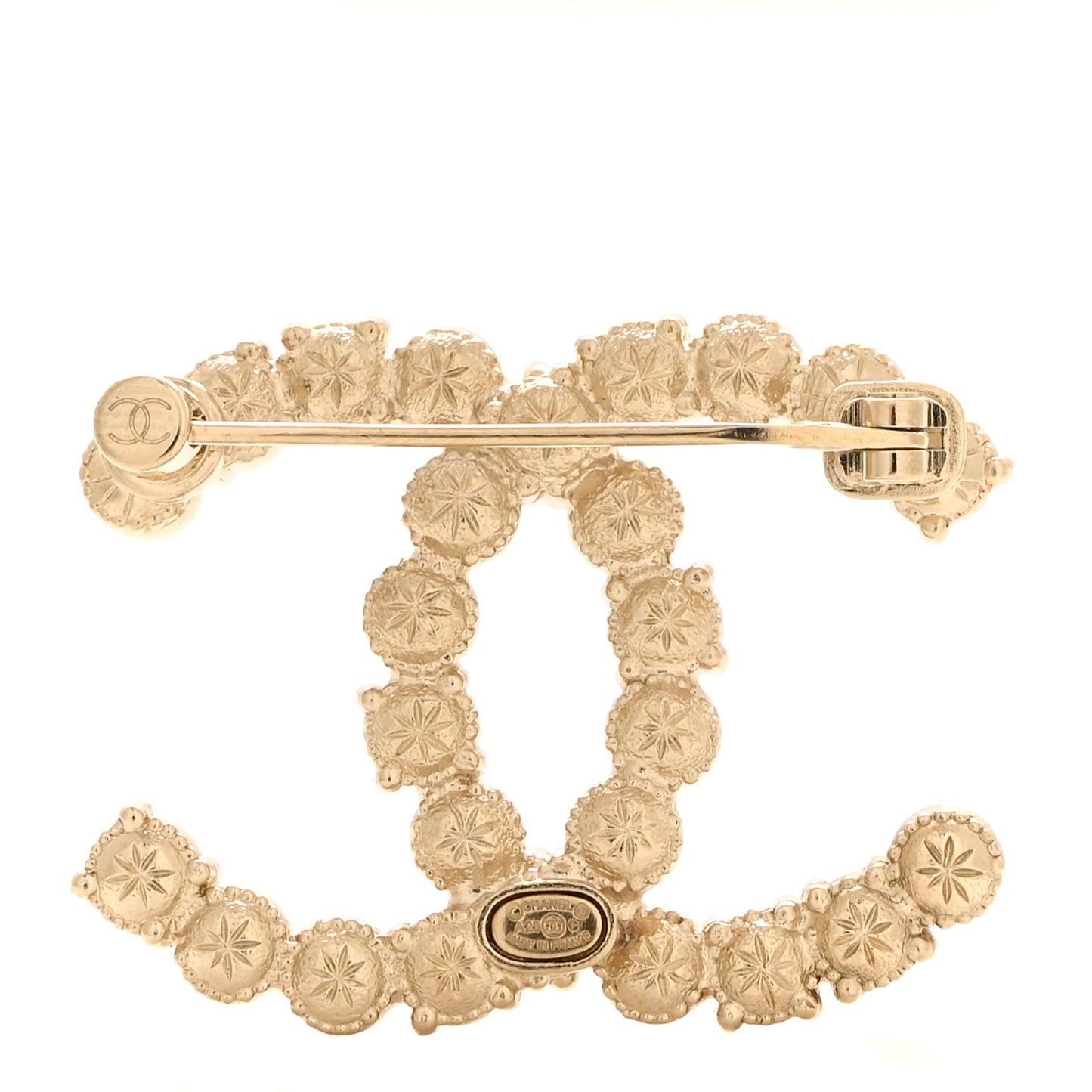 Pearl Crystal CC Brooch Gold Pink