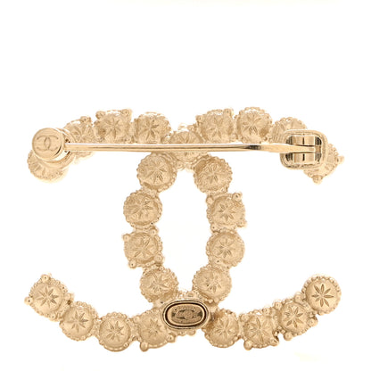 Chanel Pearl Crystal CC Brooch Gold Pink 3 of 5