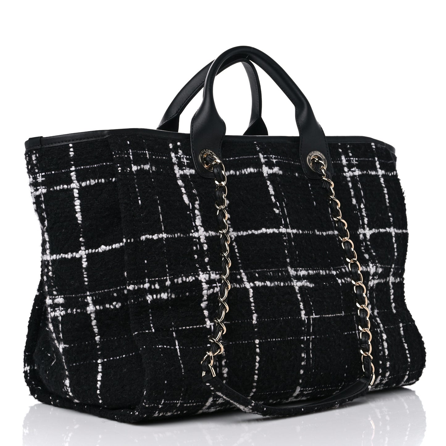 Tweed Medium Deauville Tote Black White Multicolor
