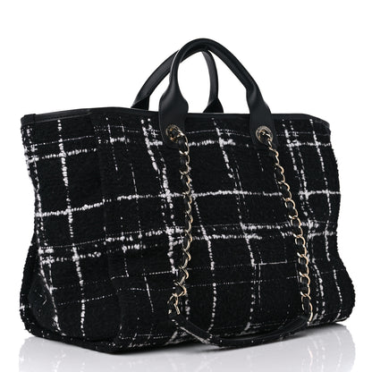 Chanel Tweed Medium Deauville Tote Black White Multicolor 4 of 10