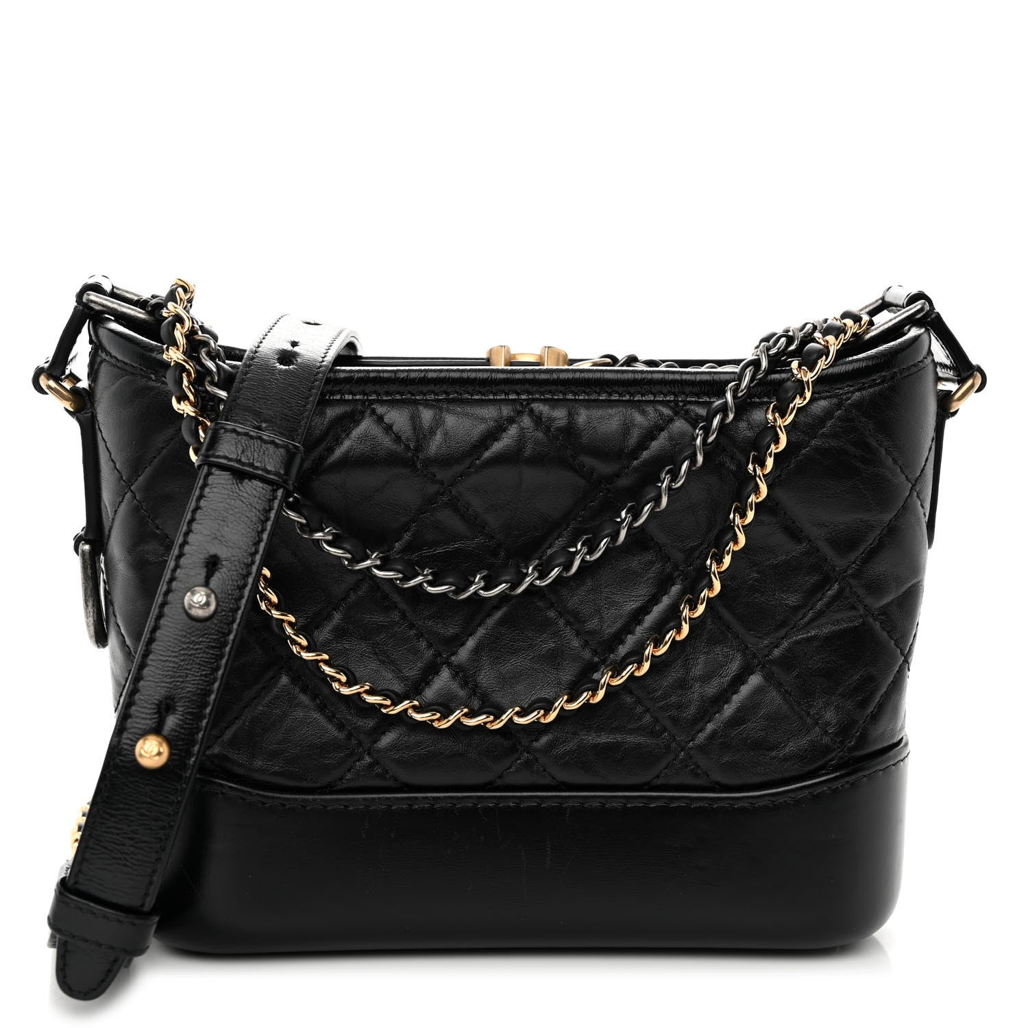 Chanel Aged Calfskin Quilted Small Gabrielle Hobo Black 1 of 10