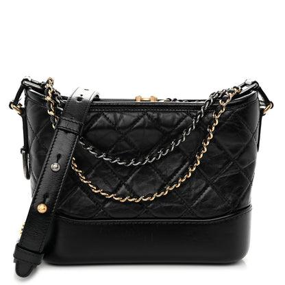 Chanel Aged Calfskin Quilted Small Gabrielle Hobo Black 1 of 10