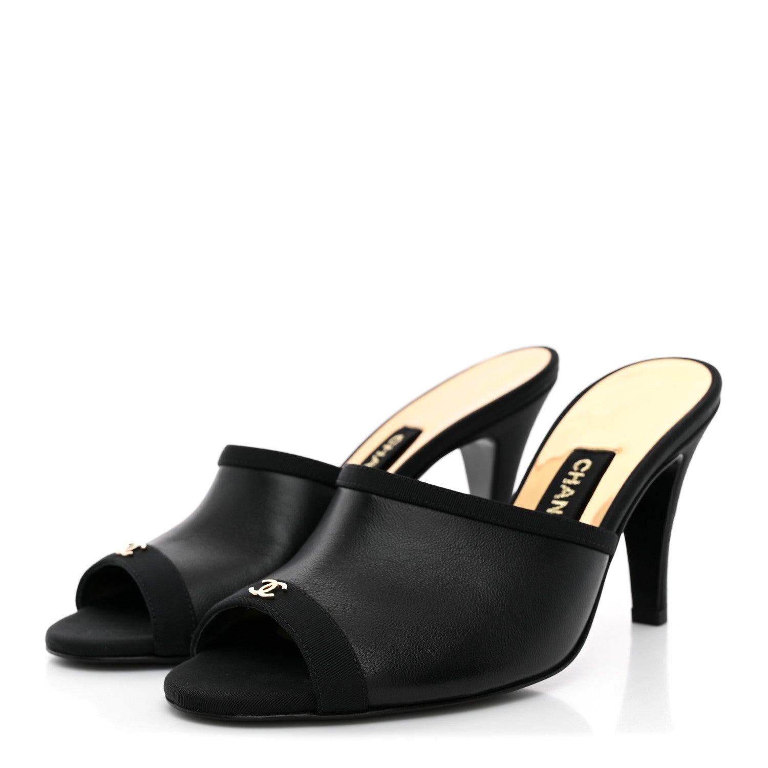 Chanel Lambskin Grosgrain CC Mules 36 Black 4 of 10