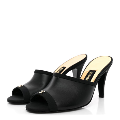 Chanel Lambskin Grosgrain CC Mules 36 Black 4 of 10