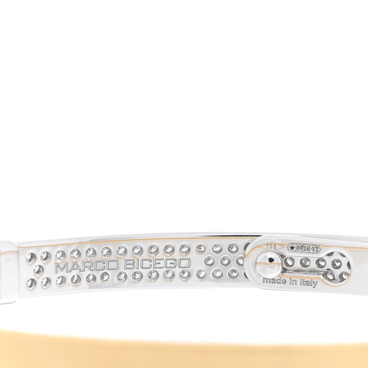 Marco Bicego 18K Yellow White Gold Diamond Thin Coil Pave Bangle Bracelet 3 of 4